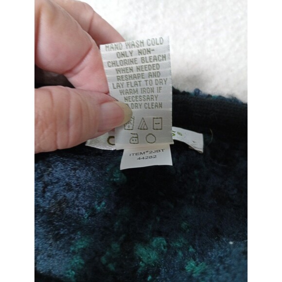 Orvis Plaid Fringe Poncho One Size Navy Green Soft Knit Cape Wrap Shawl - Picture 7 of 8